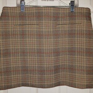 Zara Tan Houndstooth Mini Skirt Medium Academia Side Zip